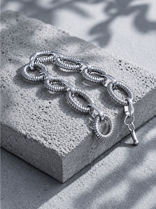 Anthropologie Jewelry - Silver Textured Ring-Link Bracelet